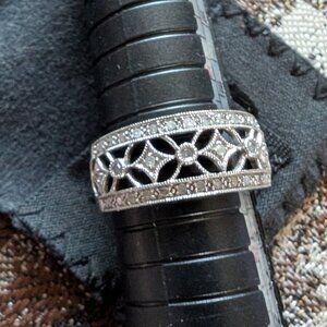 Star Ring P4SR Silver/Platinum/Palladium Wedding Band Diamonds size 9